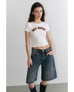 Monki Cropped T-shirt - Blue