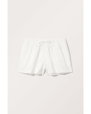 Monki Mini Broderie Anglaise Cotton Shorts - White