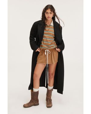 Monki Long Oversized Double-breasted Coat - Black