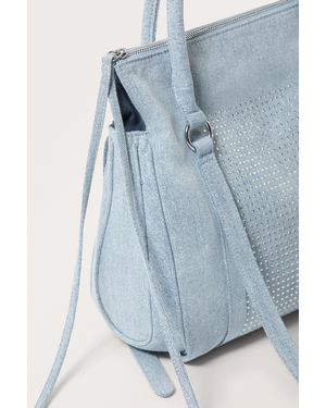 Monki Soft Denim Rhinestone Bag - Blue
