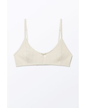 Monki Scooped Cotton Bow Bra - White