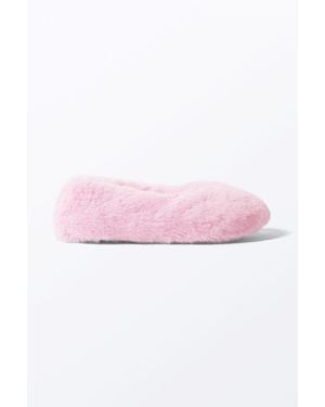 Monki Faux-fur Ballerinas - Pink