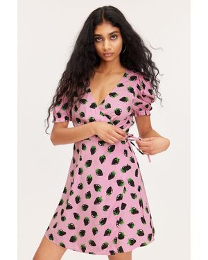 Monki Mini V-Neck Wrap Dress - Pink