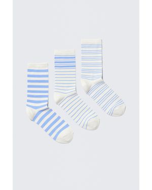 Monki 3-pack Striped Crew Socks - Blue