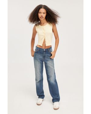 Monki Aimo Mid Straight Jeans - Blue