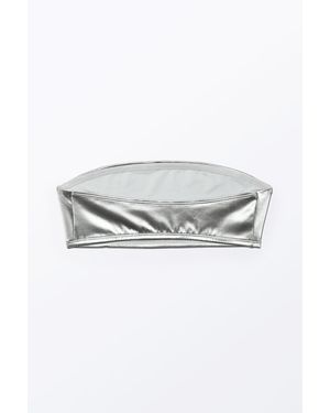 Monki Metallic-Bandeau-Bikinioberteil - Grau