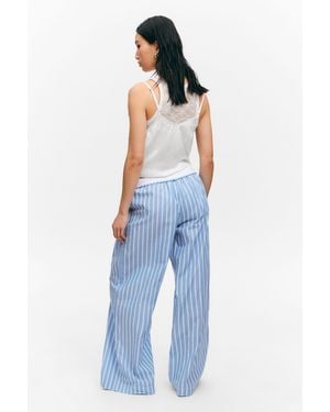 Monki Wide-leg Cotton Twill Trousers - Blue