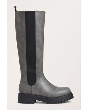 Monki Knee-High Chunky Chelsea Boots - Black