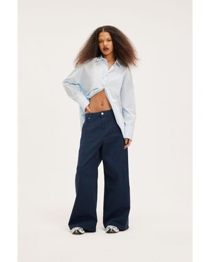 Monki Low Waist Baggy Wide Leg Trousers - Blue