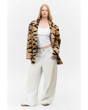 Monki Single-Breasted Oversized Tiger Printed Blazer - Blue