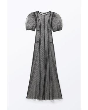 Monki Maxikleid Aus Pailletten Mit Puffärmeln - Grau