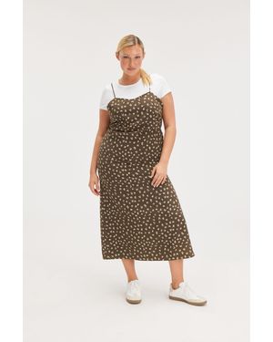 Monki Midi Slip Dress - Brown