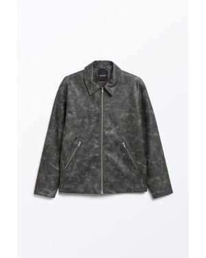 Monki Faux-Leather Zip-Up Biker Jacket - Black