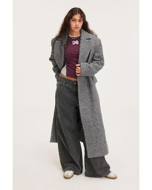 Monki Long Oversized Double-breasted Coat - Grey