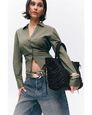 Monki Lacing Cotton Handbag - Grey