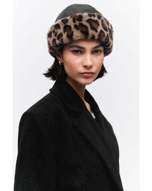 Monki Faux Fur Nylon Hat - Black