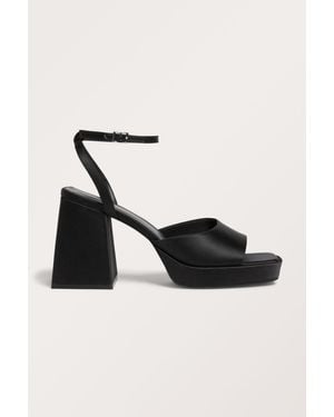 Monki Black Satin Strappy Block Heels