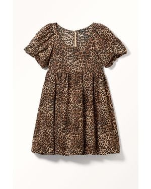 Monki Puffy Short Sleeve Dress - Natural