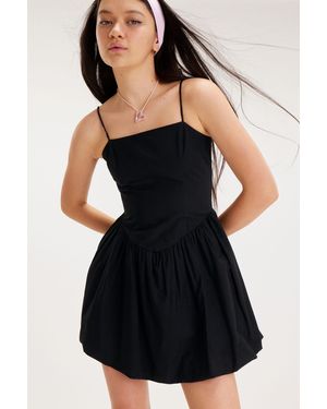 Monki Short Poplin Mini Dress - Black