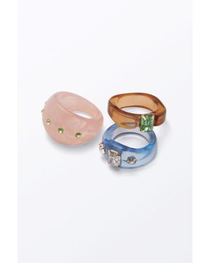 Monki 3-Pack Playful Rings - Blue