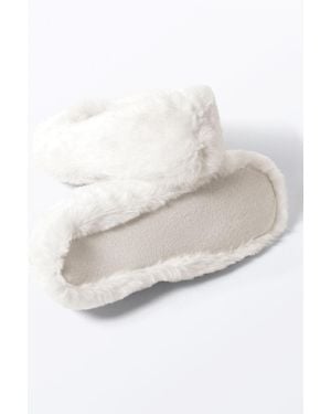 Monki Faux-fur Ballerinas - White