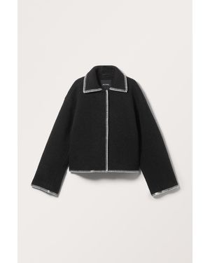 Monki Einreihige Jacke Mit Ziernähten - Schwarz