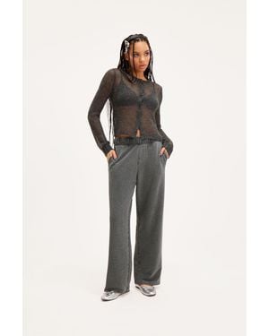 Monki Wide Leg Tracksuit Trousers - Black