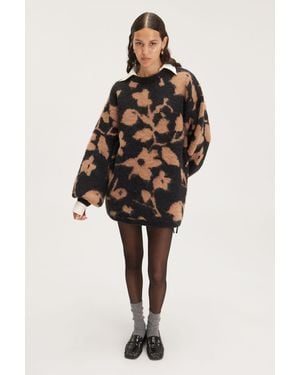 Monki Short Jacquard Knitted Long Sleeve Dress - Black