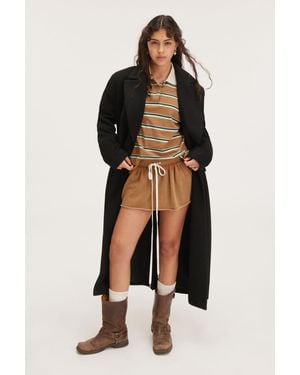 Monki Long Oversized Double-breasted Coat - Black