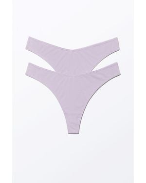 Monki 2-Pack Low Waist Modal Thongs - Purple