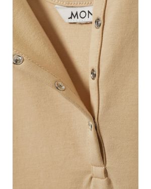 Monki Long-sleeved Cotton Henley Bodysuit - Natural