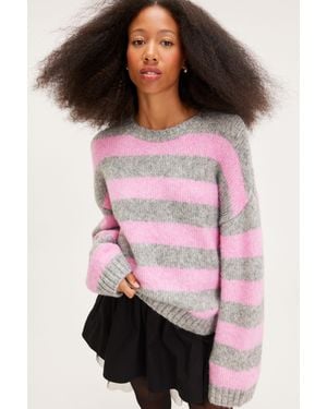 Monki Chunky Knit Oversized Jumper - Pink