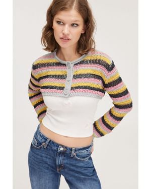 Monki Knitted Long Sleeve Bolero - Blue