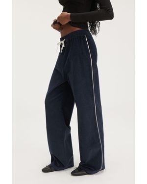 Monki Relaxed High Waist Corduroy Trousers - Blue