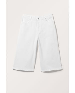 Monki Cropped Twill Trousers - White