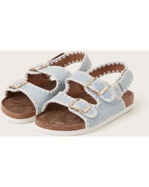 Monsoon Denim Whipstitch Buckle Sandals Blue - Natural
