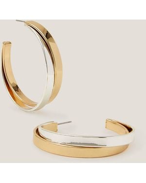 Monsoon Two Tone Hoop Earrings - Natural