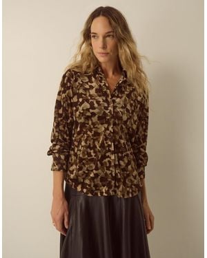 Monsoon Miranda Abstract Print Mesh Jersey Shirt Green - Brown