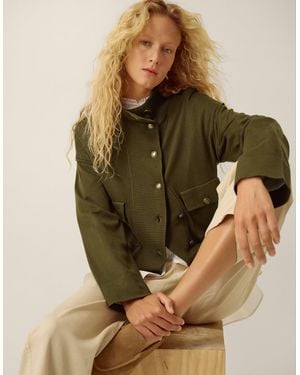 Monsoon Naya High Neck Knitted Jacket Green
