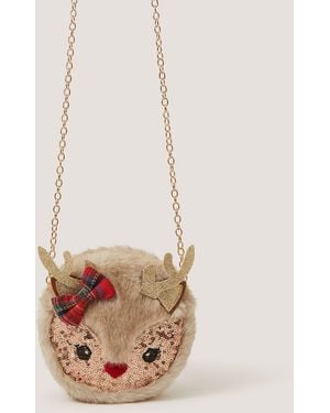 Monsoon Fluffy Reindeer Bag - White