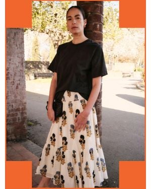 Monsoon East Lucy Floral Midi Skirt Blue