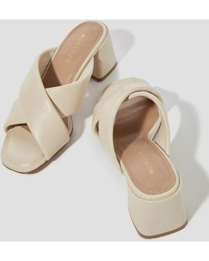 Monsoon Oralia Leather Crossover Mule Heels Cream - Natural