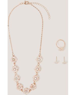 Monsoon Pearly Flower Jewellery Set - Natural