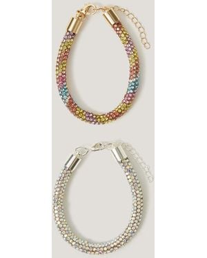 Monsoon 2-pack Rhinestone Tube Bracelets - Natural