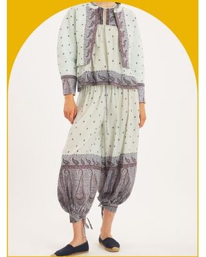 Monsoon Antik Batik Johri Paisley Sarouel Trousers Blue - White