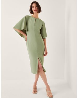 Monsoon Cassandra Cape Sleeve Midi Dress Green