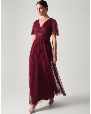 Monsoon Emily Short Sleeve Tulle Bridesmaid Dress Red