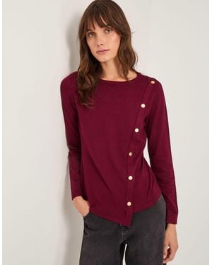 Monsoon Bonnie Asymmetrical Button Jumper Red