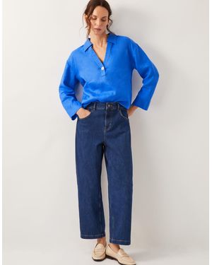Monsoon Clover Linen Blouse - Blue