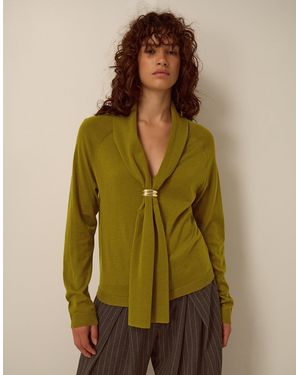 Monsoon Tilly Neck Tie Jumper Green